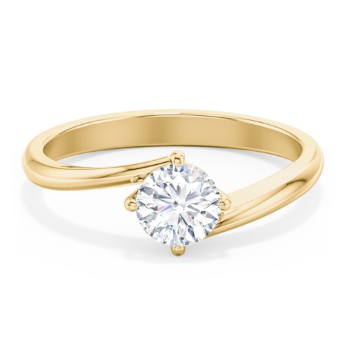 Diamond Solitaire Bypass Engagement Ring – 10K Yellow Gold