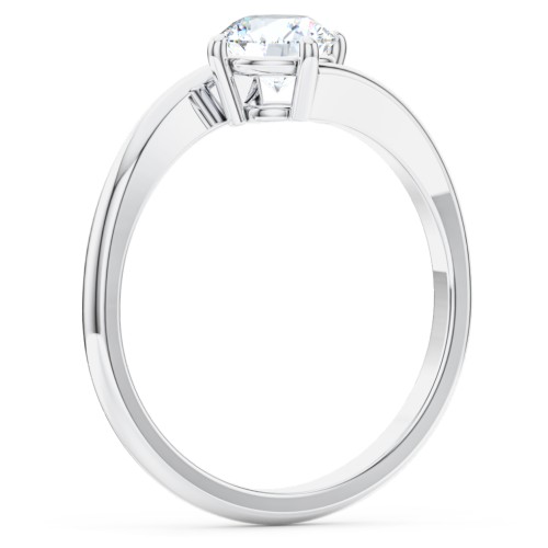 Diamond Solitaire Bypass Engagement Ring – 14K White Gold