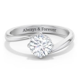Diamond Solitaire Bypass Engagement Ring