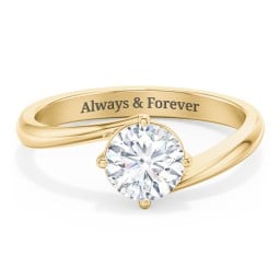 Diamond Solitaire Bypass Engagement Ring