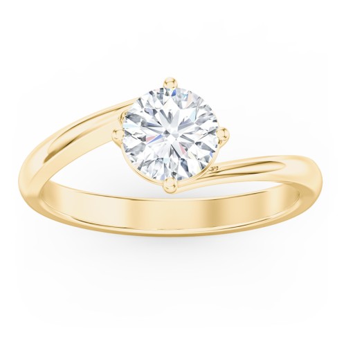 Diamond Solitaire Bypass Engagement Ring