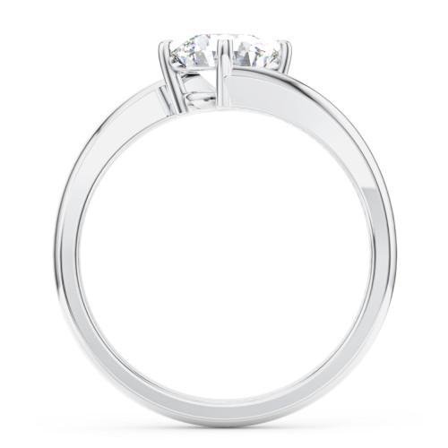 Diamond Solitaire Bypass Engagement Ring – 14K White Gold