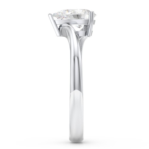 Diamond Solitaire Bypass Engagement Ring – 14K White Gold