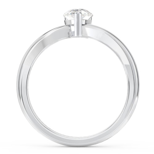 Diamond Solitaire Bypass Engagement Ring – 14K White Gold