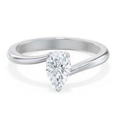 Diamond Solitaire Bypass Engagement Ring – 14K White Gold