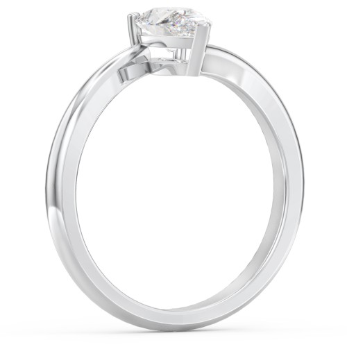 Diamond Solitaire Bypass Engagement Ring – 14K White Gold