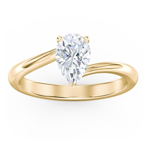Diamond Solitaire Bypass Engagement Ring – 10K Yellow Gold
