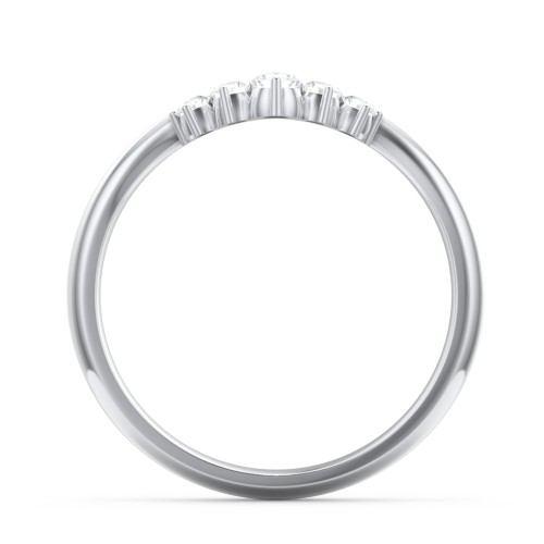 V-Shape Band Ring with Graduated Diamonds – 14K White Gold with Lab Diamond