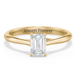 Classic Solitaire Engagement Ring in 10K Solid Yellow Gold with 04LABDIAM-EM-1.00-SI1-F-G