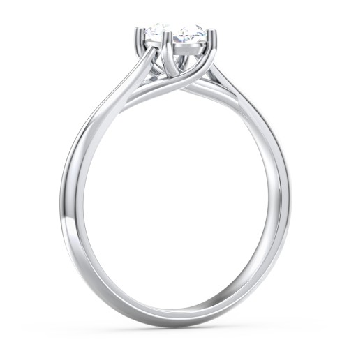 Classic Solitaire Engagement Ring – 14K White Gold