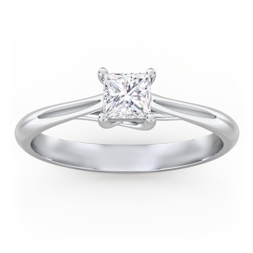 Classic Solitaire Engagement Ring – 14K White Gold