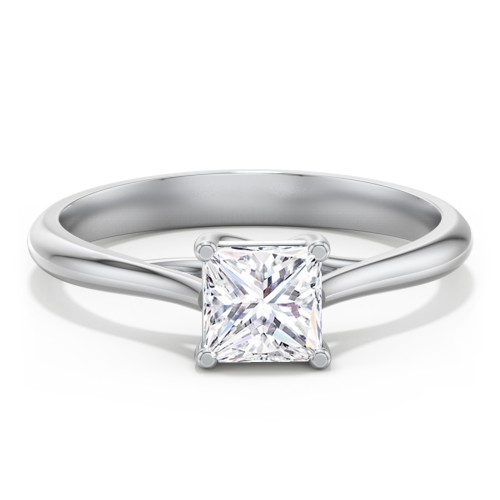 Classic Solitaire Engagement Ring – 14K White Gold