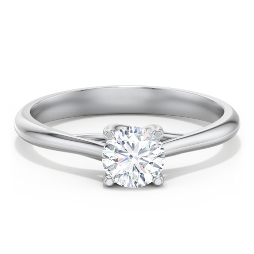 Classic Solitaire Engagement Ring – 14K White Gold