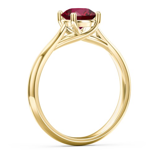 Classic Solitaire Engagement Ring – 10K Yellow Gold with 07RUBY-RD-1.00