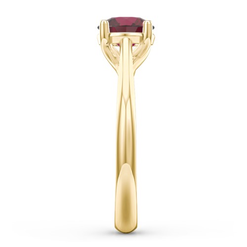 Classic Solitaire Engagement Ring – 10K Yellow Gold with 07RUBY-RD-1.00