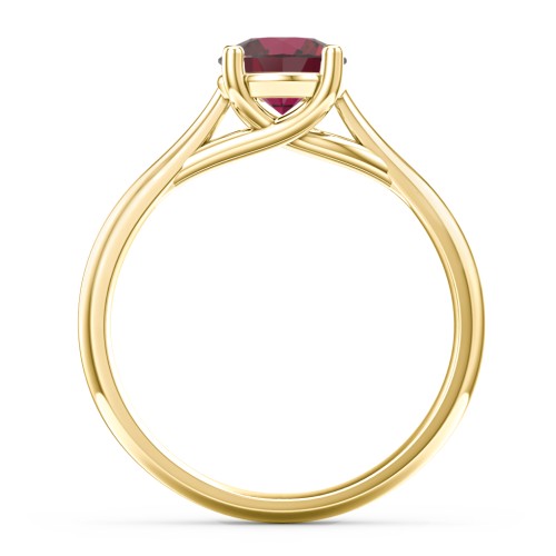 Classic Solitaire Engagement Ring – 10K Yellow Gold with 07RUBY-RD-1.00