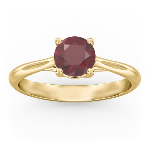 Classic Solitaire Engagement Ring – 10K Yellow Gold with 07RUBY-RD-1.00