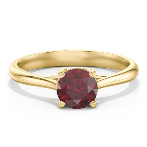 Classic Solitaire Engagement Ring – 10K Yellow Gold with 07RUBY-RD-1.00