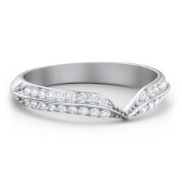 V-Shape Double Row Accented Band Ring