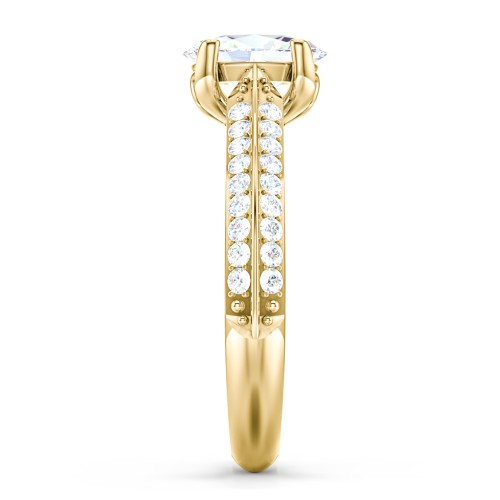 Diamond Solitaire Engagement Ring with Double Row Accents