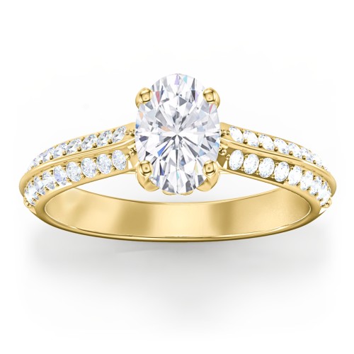 Diamond Solitaire Engagement Ring with Double Row Accents