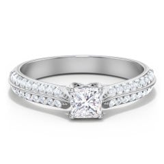 Diamond Solitaire Engagement Ring with Double Row Accents