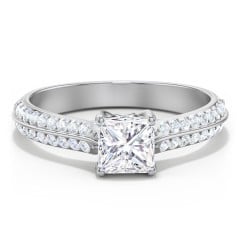 Diamond Solitaire Engagement Ring with Double Row Accents