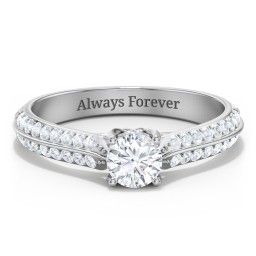 Diamond Solitaire Engagement Ring with Double Row Accents