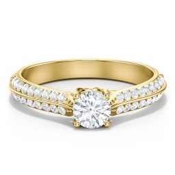 Diamond Solitaire Engagement Ring with Double Row Accents