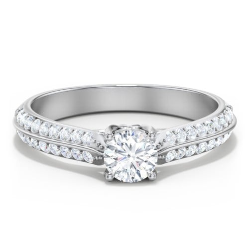 Diamond Solitaire Engagement Ring with Double Row Accents