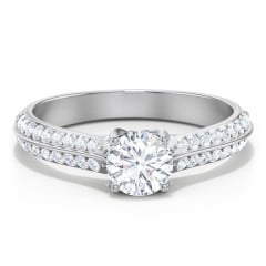 Diamond Solitaire Engagement Ring with Double Row Accents