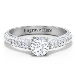 Diamond Solitaire Engagement Ring with Double Row Accents