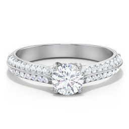 Diamond Solitaire Engagement Ring with Double Row Accents