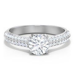 Diamond Solitaire Engagement Ring with Double Row Accents