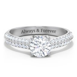 Diamond Solitaire Engagement Ring with Double Row Accents