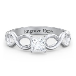 Diamond Solitaire Engagement Ring with Infinity Band