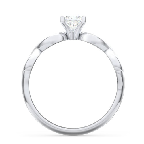 Diamond Solitaire Engagement Ring with Infinity Band – 14K White Gold