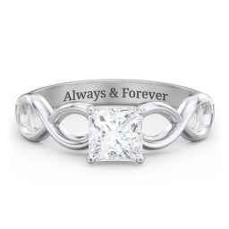 Diamond Solitaire Engagement Ring with Infinity Band