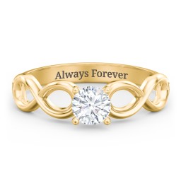 Diamond Solitaire Engagement Ring with Infinity Band in 10K Solid Yellow Gold with 04LABDIAM-RD-0.50-VS2-F-VG