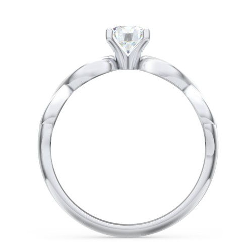 Diamond Solitaire Engagement Ring with Infinity Band – 14K White Gold