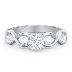 Diamond Solitaire Engagement Ring with Infinity Band – 10K Yellow Gold