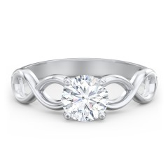 Diamond Solitaire Engagement Ring with Infinity Band – 10K Yellow Gold