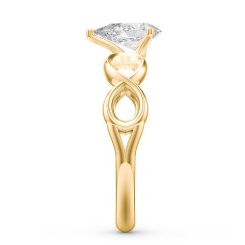 Diamond Solitaire Engagement Ring with Infinity Band – 10K Yellow Gold