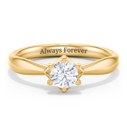 Classic Diamond Solitaire with 6 Prong Setting in 10K Solid Yellow Gold with 04LABDIAM-RD-0.50-VS2-F-VG