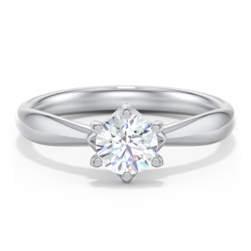 Classic Diamond Solitaire with 6 Prong Setting – 14K White Gold