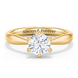 Classic Diamond Solitaire with 6 Prong Setting in 10K Solid Yellow Gold with 04LABDIAM-RD-1.00-SI1-F-VG