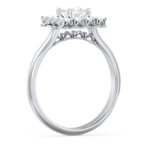 Classic Diamond Halo Engagement Ring – 14K White Gold with Lab Diamond
