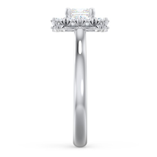Classic Diamond Halo Engagement Ring – 14K White Gold with Lab Diamond