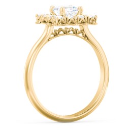 Classic Diamond Halo Engagement Ring in 10K Solid Yellow Gold