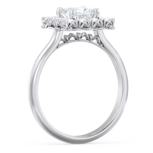 Classic Diamond Halo Engagement Ring – 14K White Gold with Lab Diamond